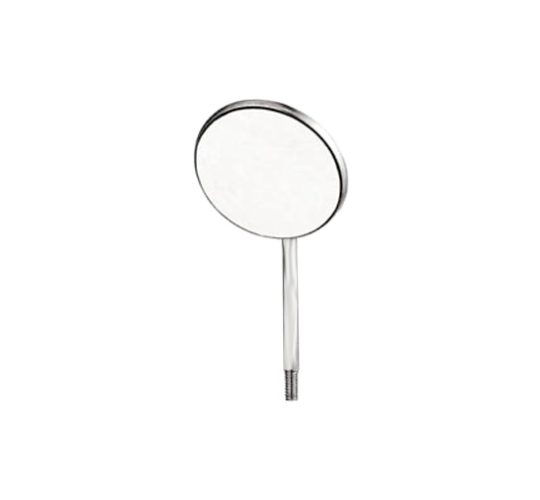A white object with a stick and a round mirror.